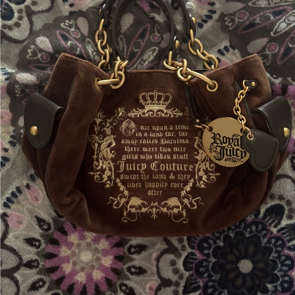 Juicy Couture Handbags - Vintage Juicy Couture Once Upon a Time Brown Shoulder Bag with Gold Accents
